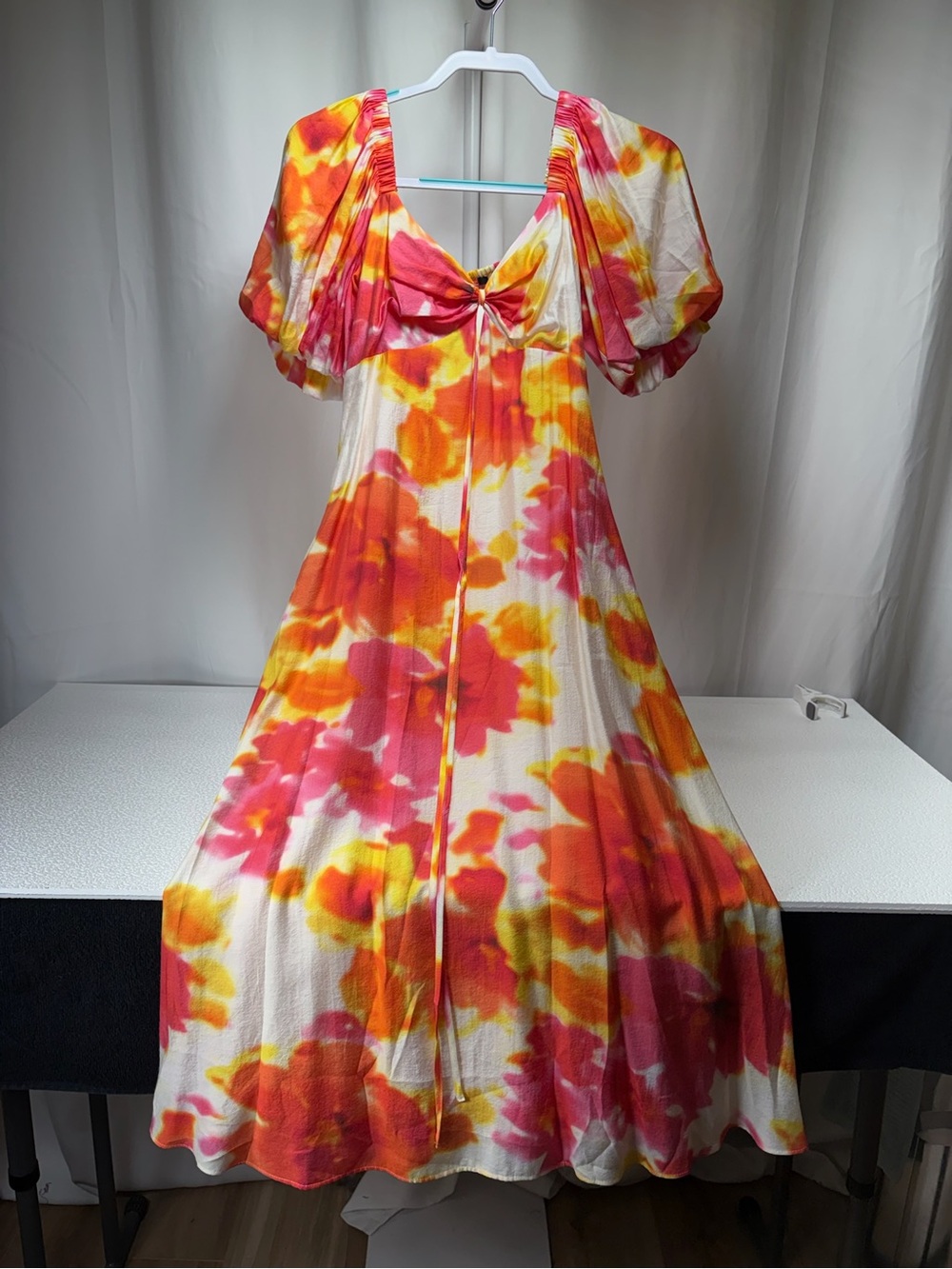 Alex Marie Pink & Orange Floral Tie-Front Midi Dress 4451/4460